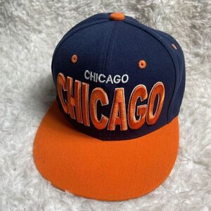 E-Flag Chicago snap back Navy Blue and orange cap adjustable back strap.